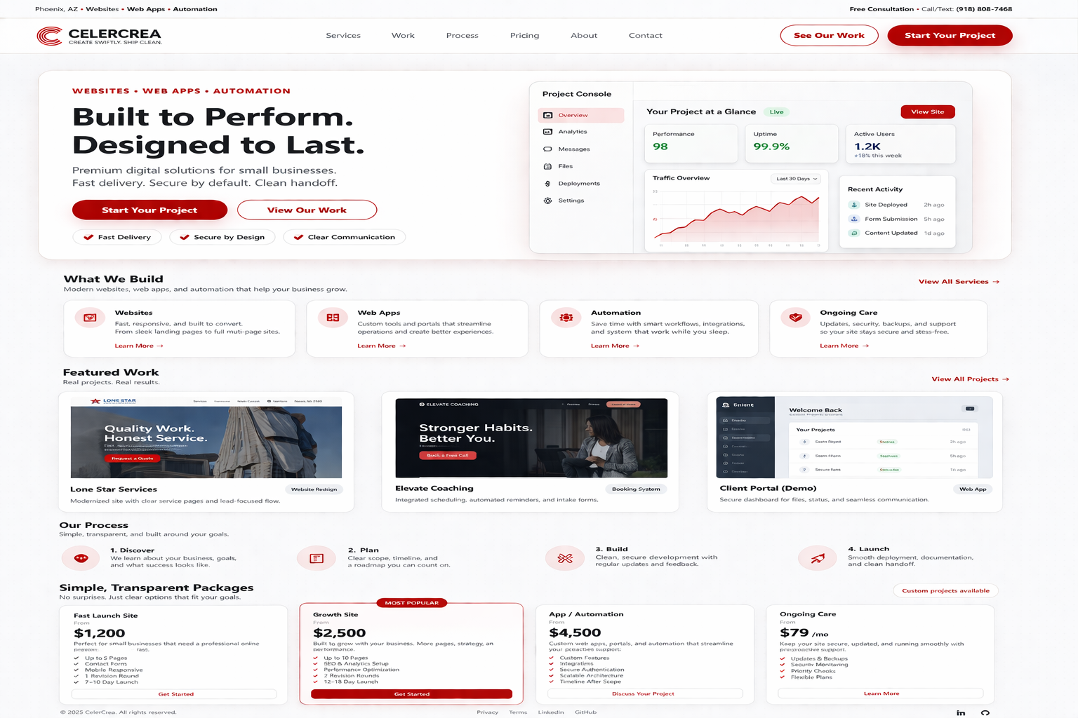 Premium business platform with project console